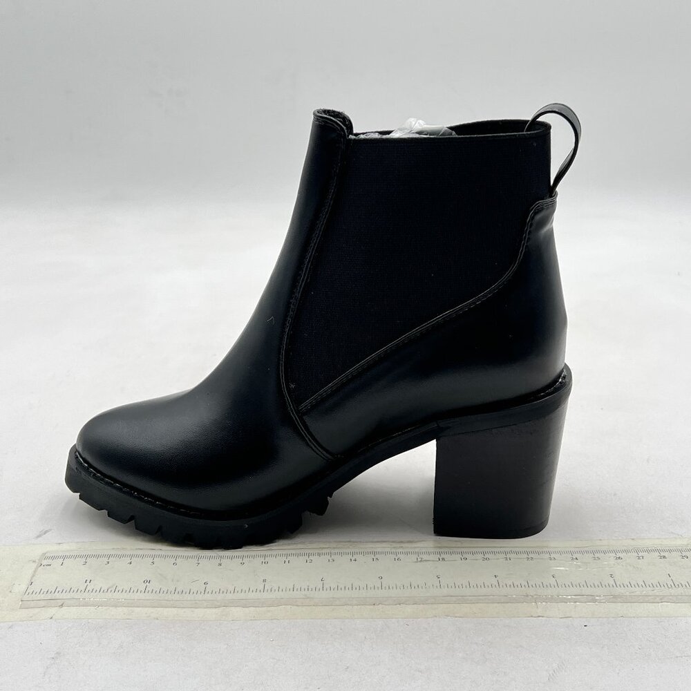 Black Women Platform Round Toe Ankle Boots Stacked Block Heel Booties Shoes